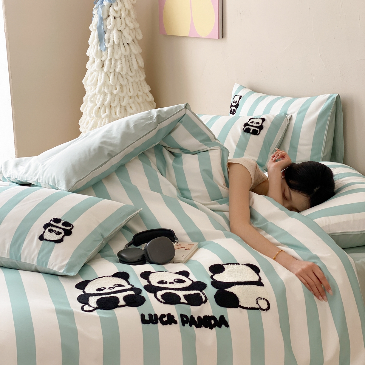 眠博士 2026新款50支长绒棉毛巾绣四件套 50支长绒棉套件-幸运熊宝