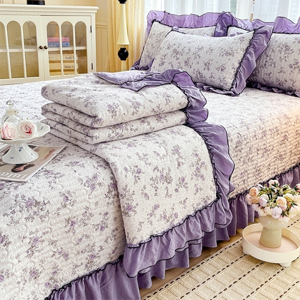 91家纺网 家纺一手货源 找家纺 （总）妮恒美 2026新款法式床盖款泡芙纱夏被四件套