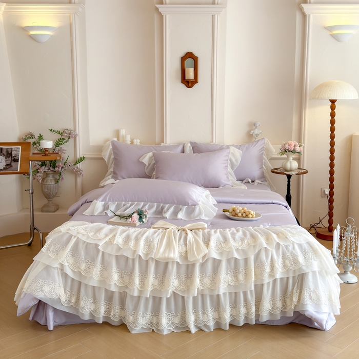 91家纺网 家纺一手货源 找家纺 爱家（原缔乐家纺） 2026新款轻奢法式天丝夏被四件套 洛可可之梦-梦幻紫