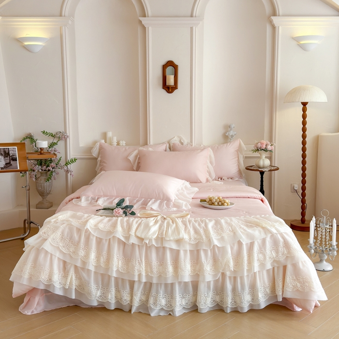 91家纺网 家纺一手货源 找家纺 爱家（原缔乐家纺） 2026新款轻奢法式天丝夏被四件套 洛可可之梦-公主粉