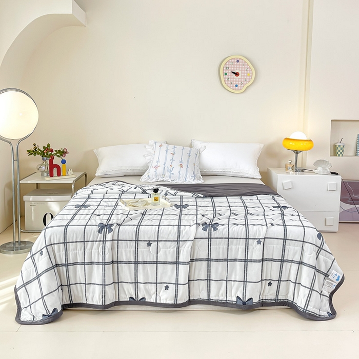 91家纺网 家纺一手货源 找家纺 （总）悦织湾家纺 冰丝冰激凌夏被2026新款凉感丝冻冻印花冰淇淋绗绣包边夏凉被轻奢空调被    