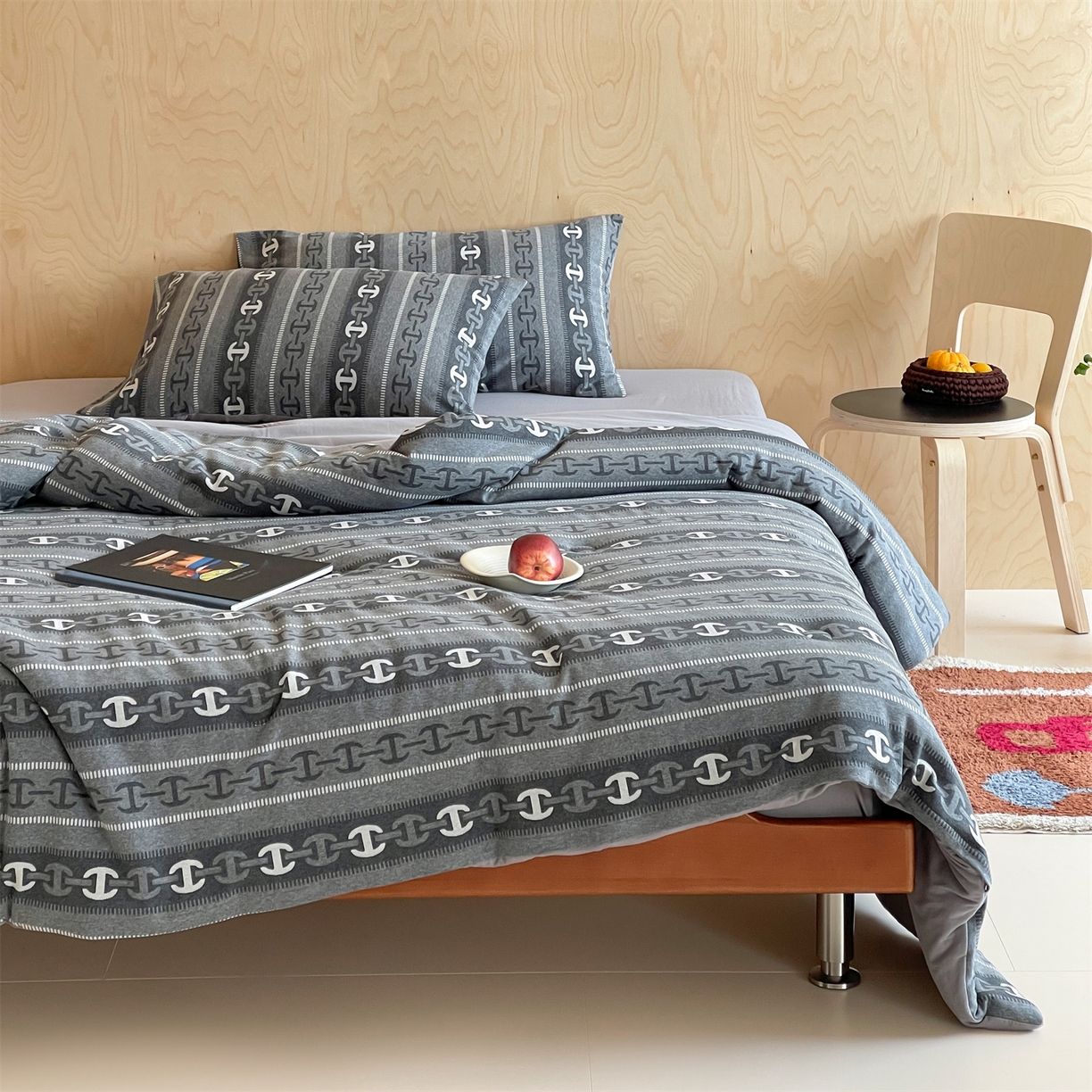 91家纺网 家纺一手货源 找家纺 傲蕾良品 2026新款【自由组合】色织云柔控温被夏被（四件套） 高奢锁链