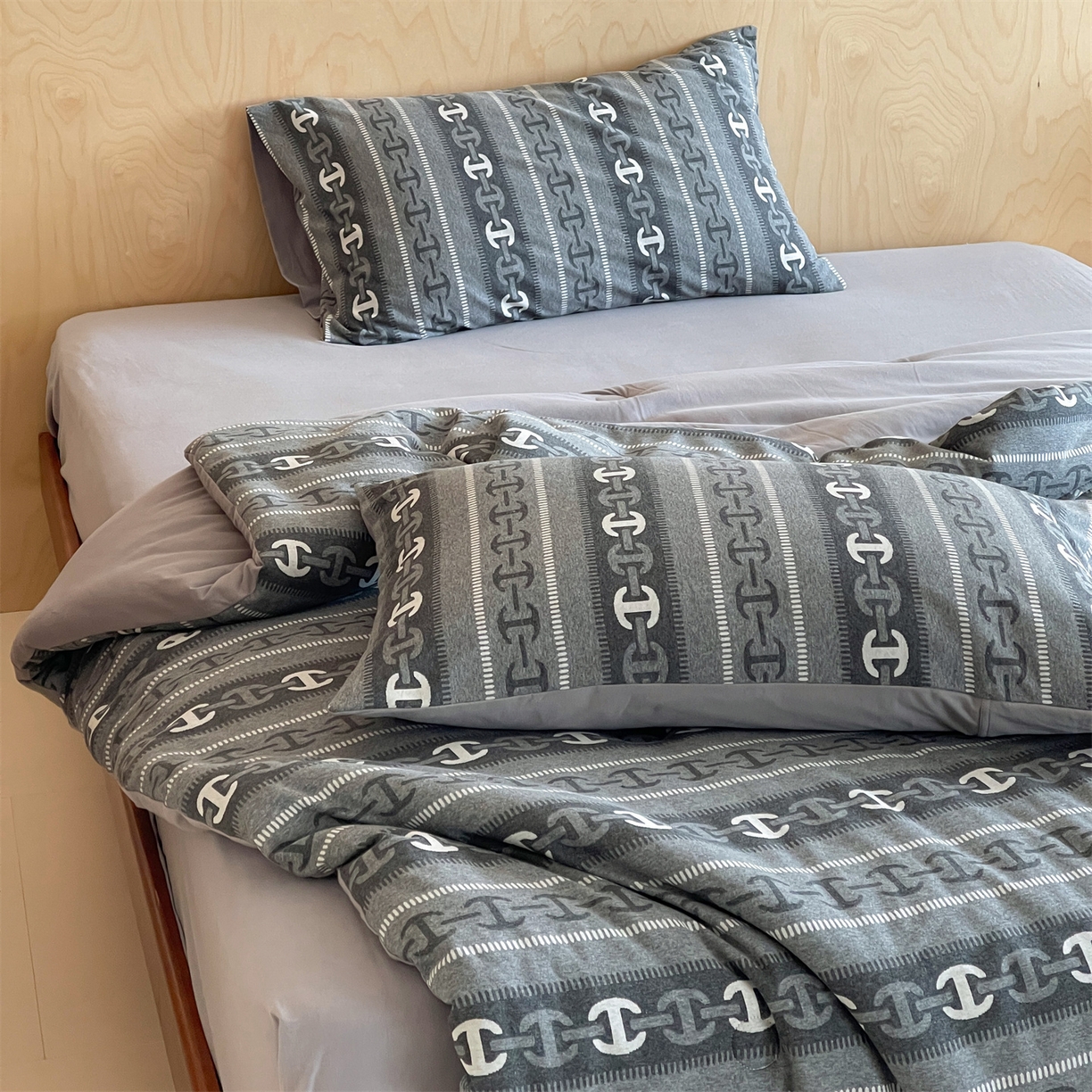 91家纺网 家纺一手货源 找家纺 傲蕾良品 2026新款【自由组合】色织云柔控温被夏被（四件套） 高奢锁链