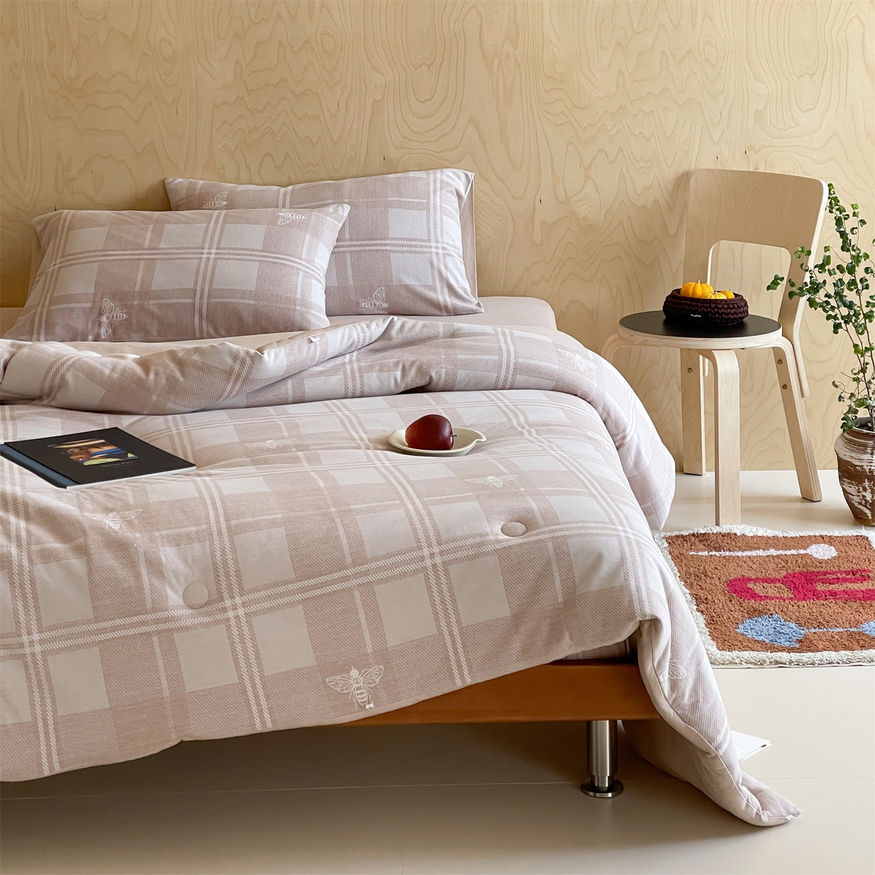 91家纺网 家纺一手货源 找家纺 傲蕾良品 2026新款【自由组合】色织云柔控温被夏被（四件套） 奶棕蜂语