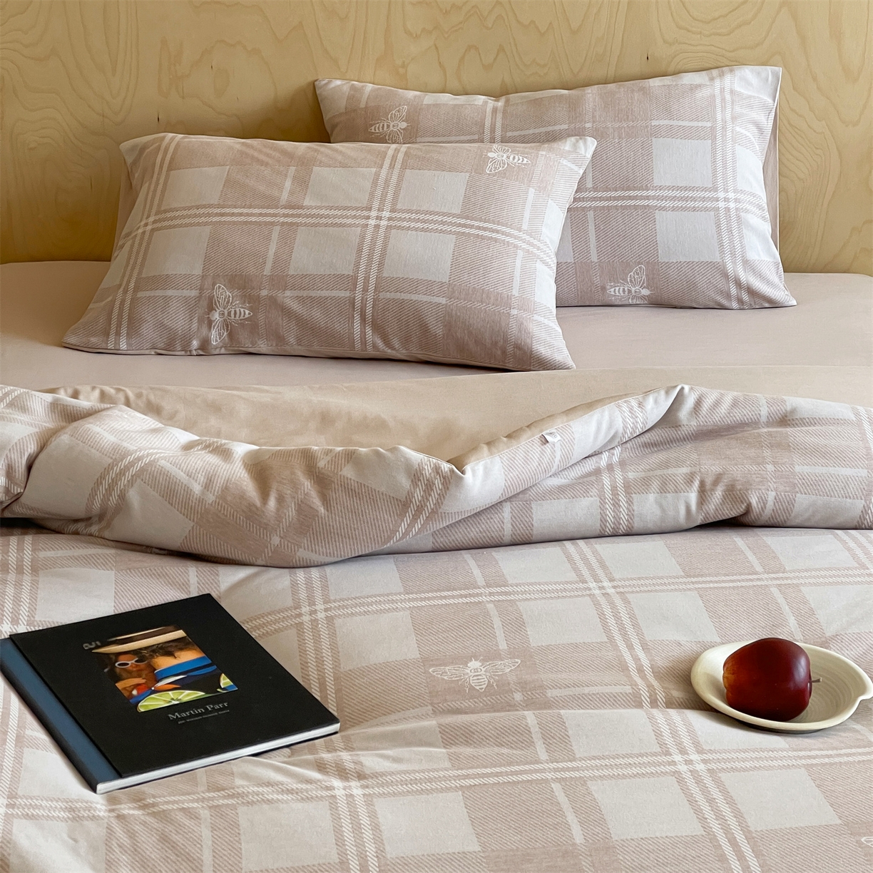 91家纺网 家纺一手货源 找家纺 傲蕾良品 2026新款【自由组合】色织云柔控温被夏被（四件套） 奶棕蜂语