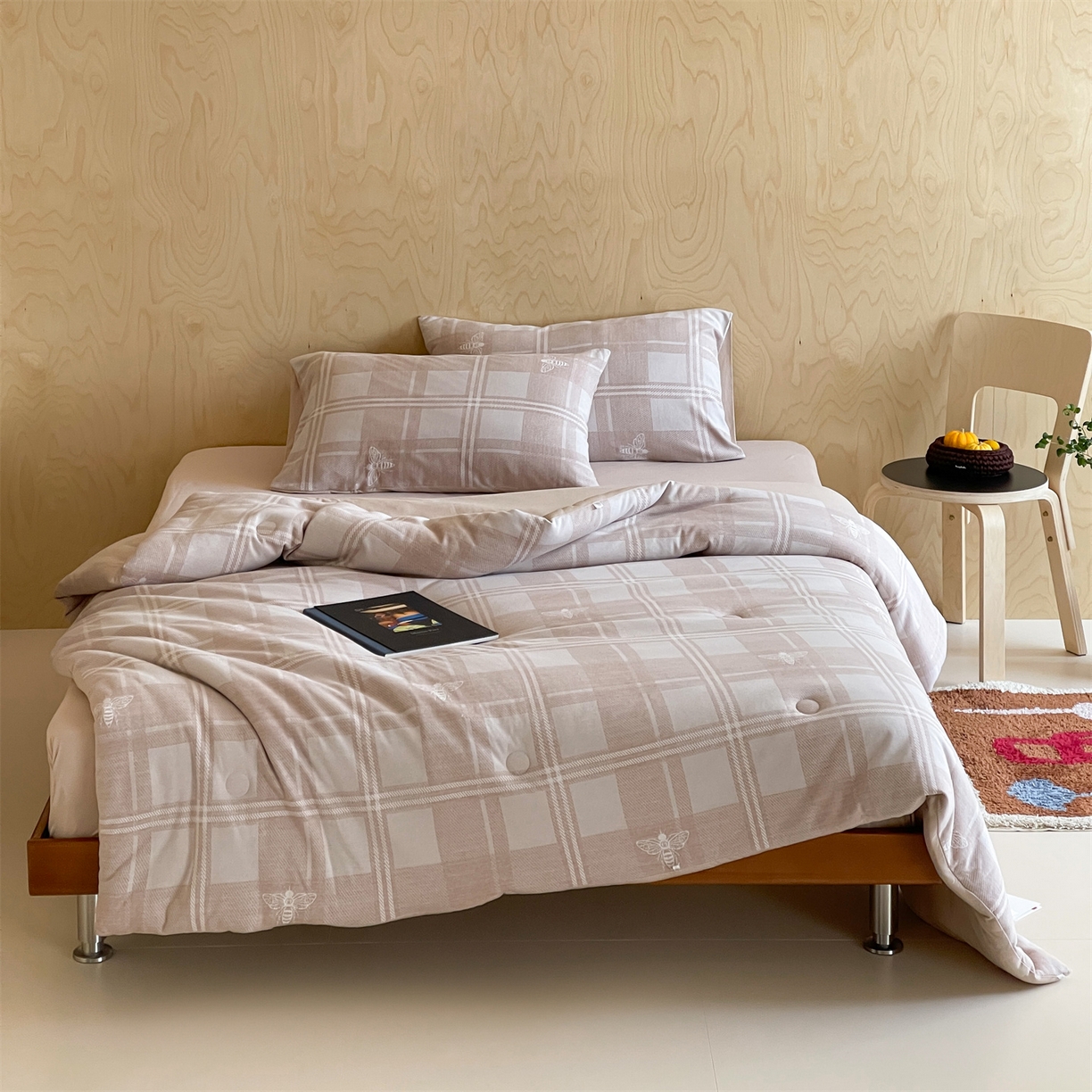 傲蕾良品 2026新款【自由组合】色织云柔控温被夏被（四件套） 奶棕蜂语