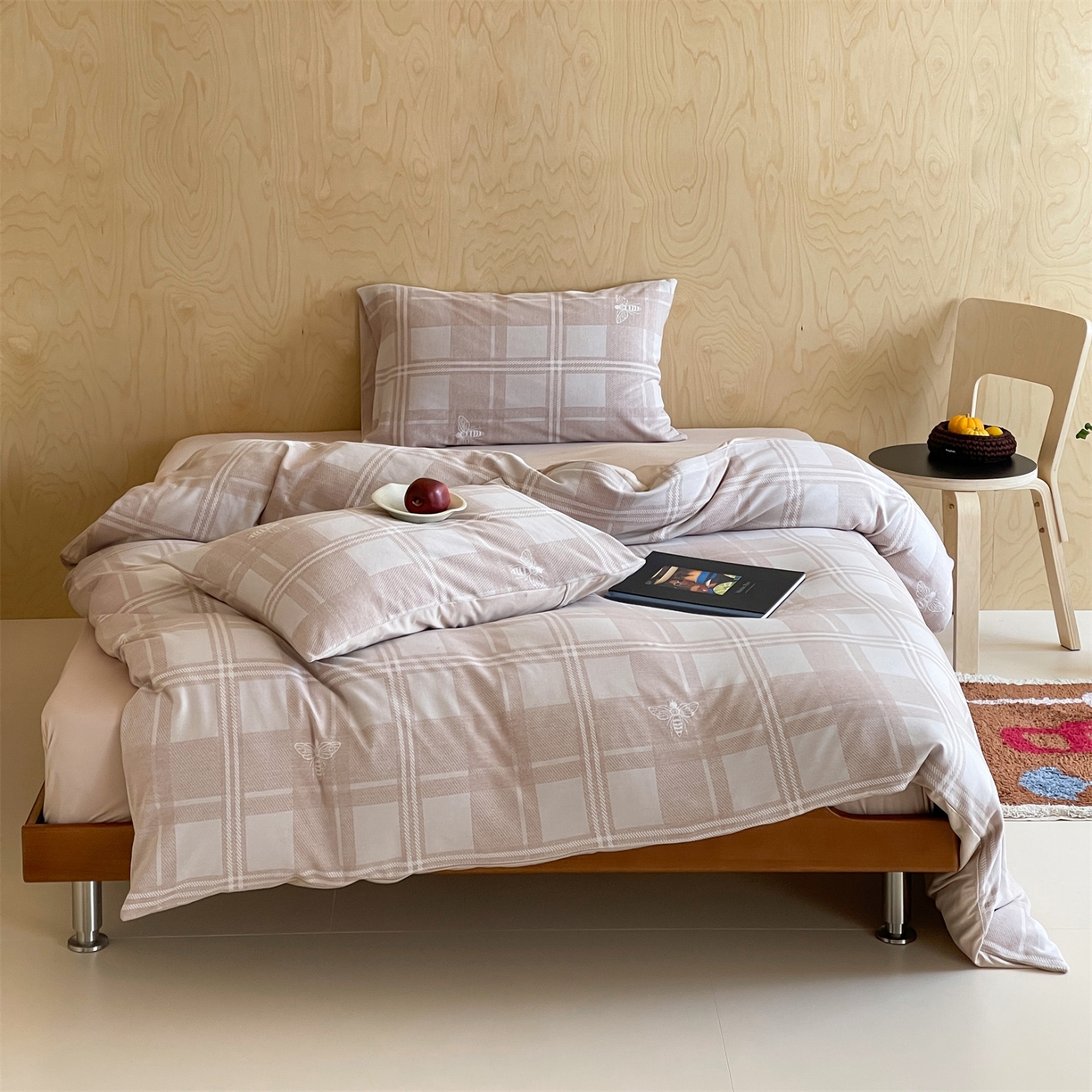 91家纺网 家纺一手货源 找家纺 傲蕾良品 2026新款【自由组合】色织云柔控温被夏被（四件套） 奶棕蜂语