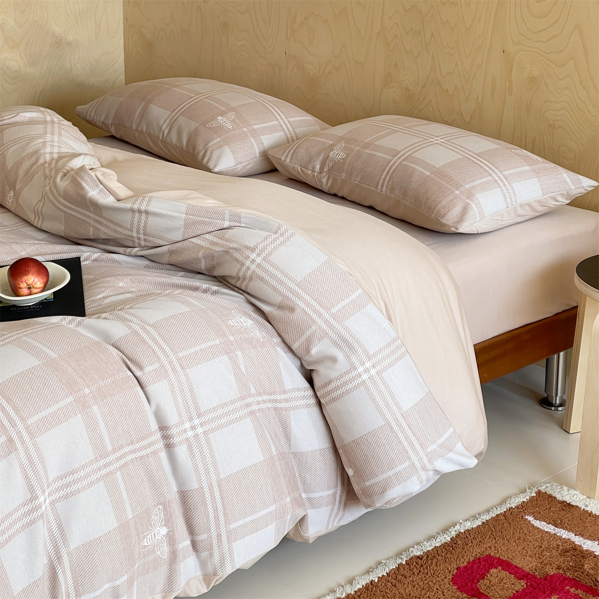 91家纺网 家纺一手货源 找家纺 傲蕾良品 2026新款【自由组合】色织云柔控温被夏被（四件套） 奶棕蜂语