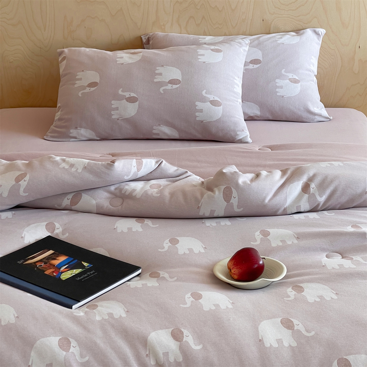 91家纺网 家纺一手货源 找家纺 傲蕾良品 2026新款【自由组合】色织云柔控温被夏被（四件套） 糯糯粉象