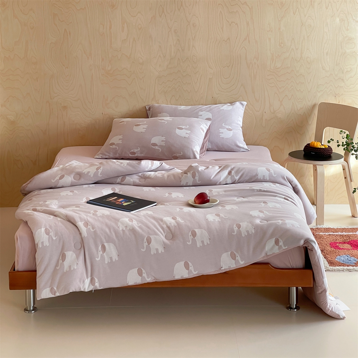 傲蕾良品 2026新款【自由组合】色织云柔控温被夏被（四件套） 糯糯粉象