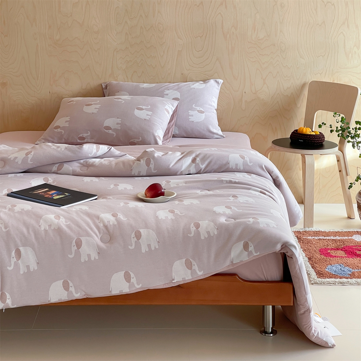 91家纺网 家纺一手货源 找家纺 傲蕾良品 2026新款【自由组合】色织云柔控温被夏被（四件套） 糯糯粉象