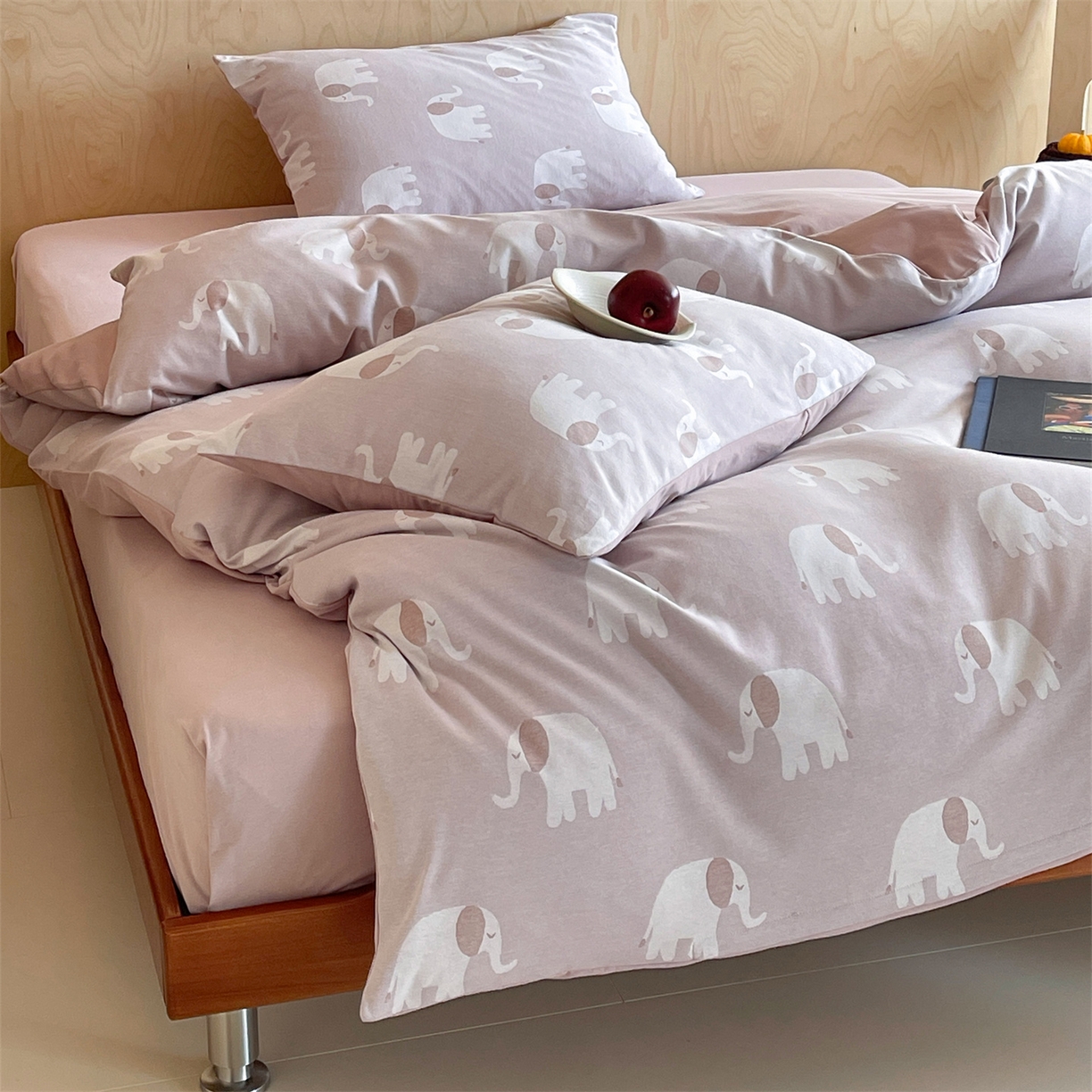 91家纺网 家纺一手货源 找家纺 傲蕾良品 2026新款【自由组合】色织云柔控温被夏被（四件套） 糯糯粉象