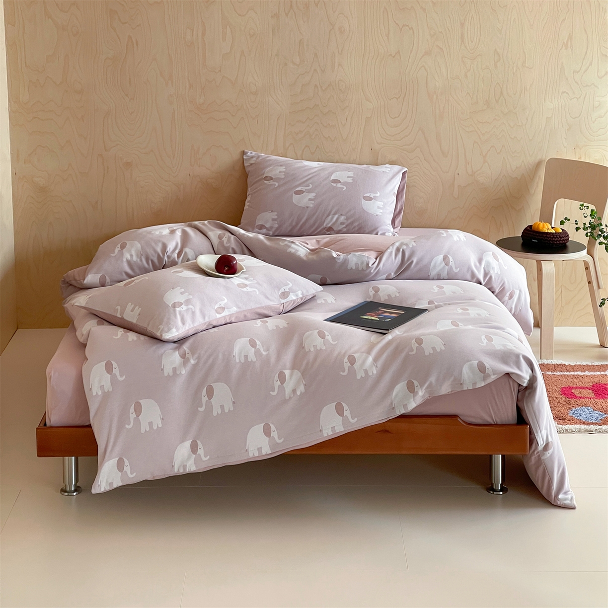 91家纺网 家纺一手货源 找家纺 傲蕾良品 2026新款【自由组合】色织云柔控温被夏被（四件套） 糯糯粉象