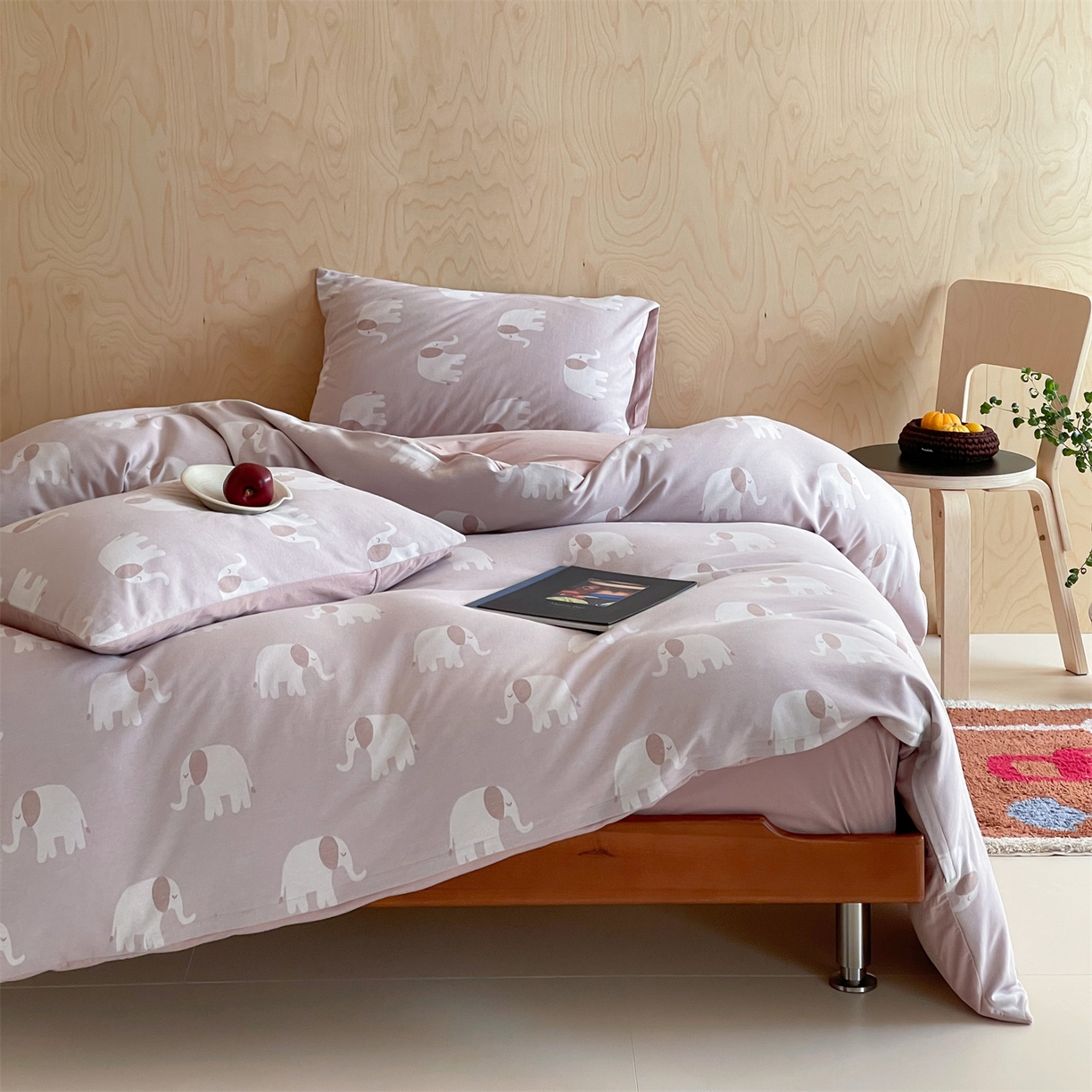 91家纺网 家纺一手货源 找家纺 傲蕾良品 2026新款【自由组合】色织云柔控温被夏被（四件套） 糯糯粉象