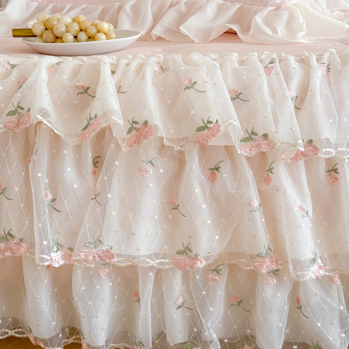 91家纺网 家纺一手货源 找家纺 爱家（原缔乐家纺） 2026新款轻奢法式天丝夏被四件套 花雾织梦-公主粉