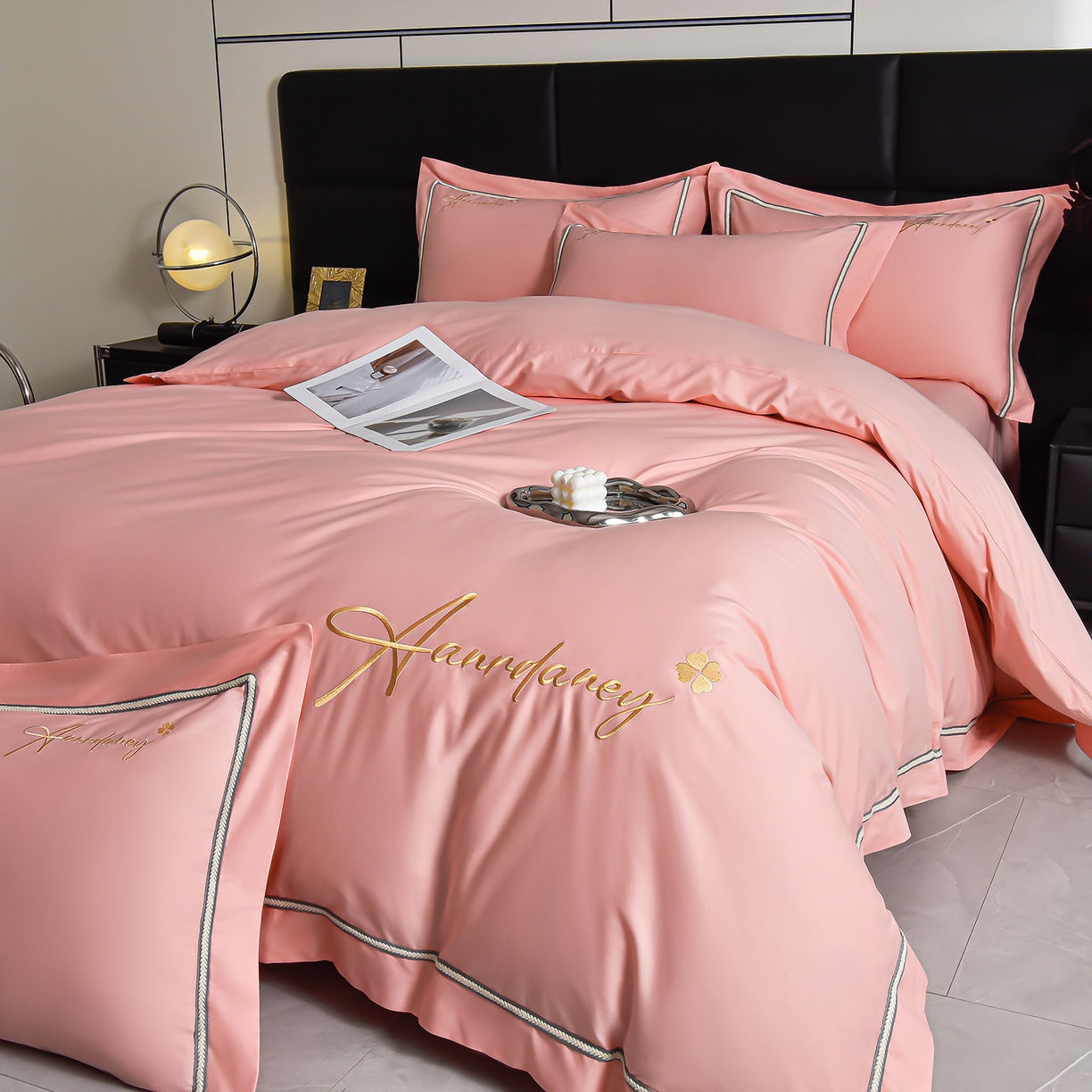 91家纺网 家纺一手货源 找家纺 （总）湘雪家居 2026新款长绒棉高支高密纯棉刺绣四件套-幕镜款