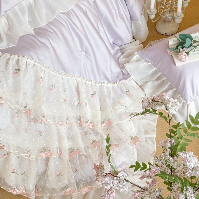 91家纺网 家纺一手货源 找家纺 爱家（原缔乐家纺） 2026新款轻奢法式天丝夏被四件套 花雾织梦-梦幻紫