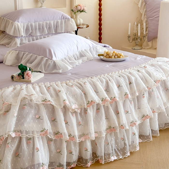 91家纺网 家纺一手货源 找家纺 爱家（原缔乐家纺） 2026新款轻奢法式天丝夏被四件套 花雾织梦-梦幻紫