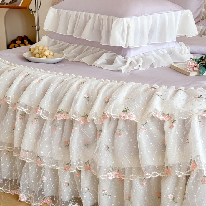 91家纺网 家纺一手货源 找家纺 爱家（原缔乐家纺） 2026新款轻奢法式天丝夏被四件套 花雾织梦-梦幻紫