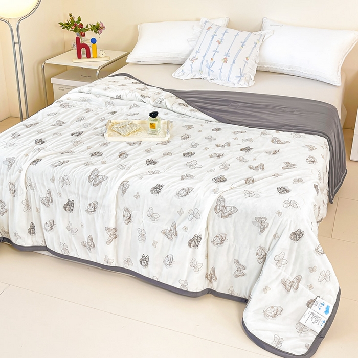 91家纺网 家纺一手货源 找家纺 （总）悦织湾家纺 冰丝冰激凌夏被2026新款凉感丝冻冻印花冰淇淋绗绣包边夏凉被轻奢空调被    