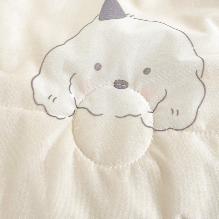 91家纺网 家纺一手货源 找家纺 悦织湾家纺 冰丝冰激凌夏被2026新款凉感丝冻冻印花冰淇淋绗绣包边夏凉被轻奢空调被     简约狗-米色