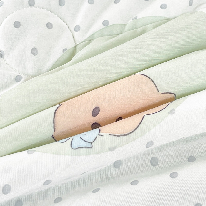 91家纺网 家纺一手货源 找家纺 悦织湾家纺 冰丝冰激凌夏被2026新款凉感丝冻冻印花冰淇淋绗绣包边夏凉被轻奢空调被     气球熊-绿