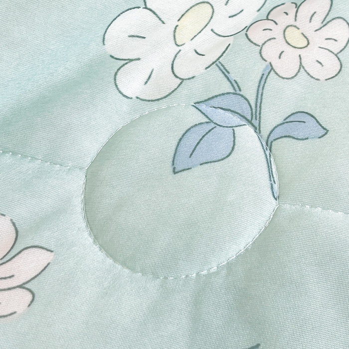 91家纺网 家纺一手货源 找家纺 悦织湾家纺 冰丝冰激凌夏被2026新款凉感丝冻冻印花冰淇淋绗绣包边夏凉被轻奢空调被     小花-绿