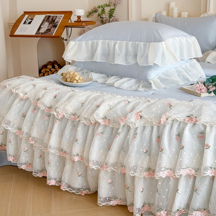 91家纺网 家纺一手货源 找家纺 爱家（原缔乐家纺） 2026新款轻奢法式天丝夏被四件套 花雾织梦-天空兰