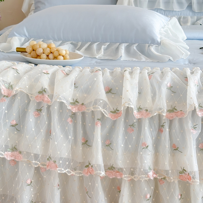 91家纺网 家纺一手货源 找家纺 爱家（原缔乐家纺） 2026新款轻奢法式天丝夏被四件套 花雾织梦-天空兰