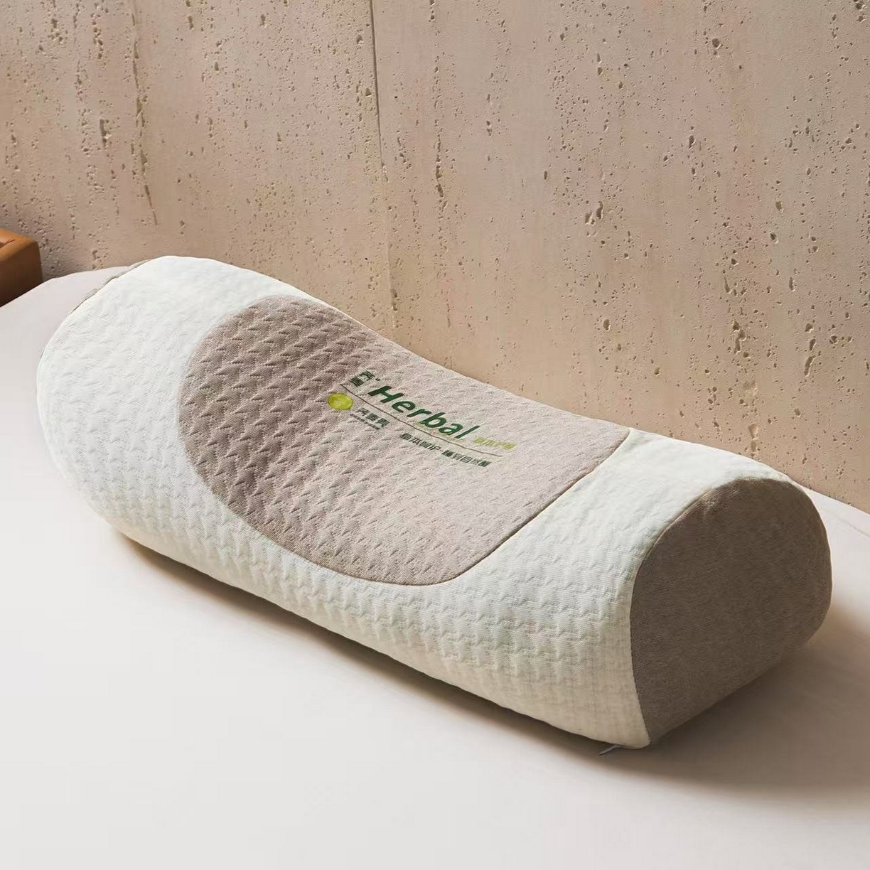 91家纺网 家纺一手货源 找家纺 怡薇格枕芯 2026新款针织圆柱立体荞麦护颈枕枕头枕芯 米色