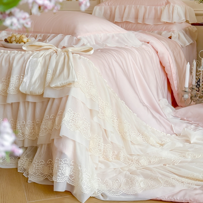 91家纺网 家纺一手货源 找家纺 爱家（原缔乐家纺） 2026新款轻奢法式天丝夏被四件套 洛可可之梦-公主粉