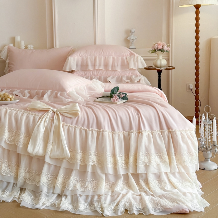 91家纺网 家纺一手货源 找家纺 爱家（原缔乐家纺） 2026新款轻奢法式天丝夏被四件套 洛可可之梦-公主粉