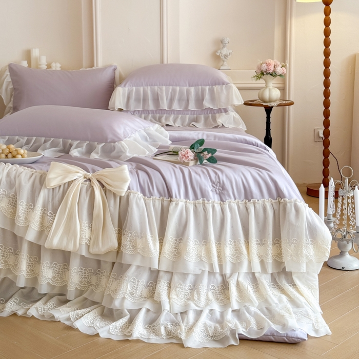 91家纺网 家纺一手货源 找家纺 爱家（原缔乐家纺） 2026新款轻奢法式天丝夏被四件套 洛可可之梦-梦幻紫