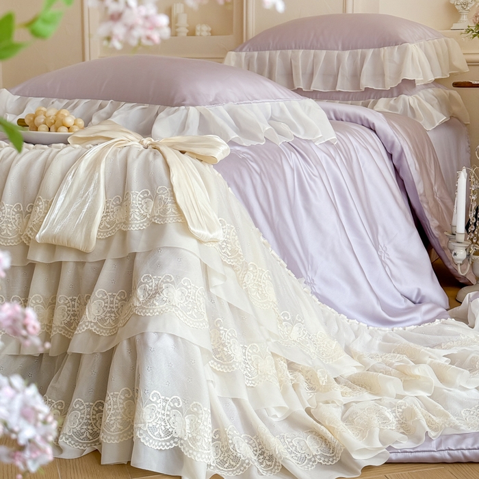 91家纺网 家纺一手货源 找家纺 爱家（原缔乐家纺） 2026新款轻奢法式天丝夏被四件套 洛可可之梦-梦幻紫