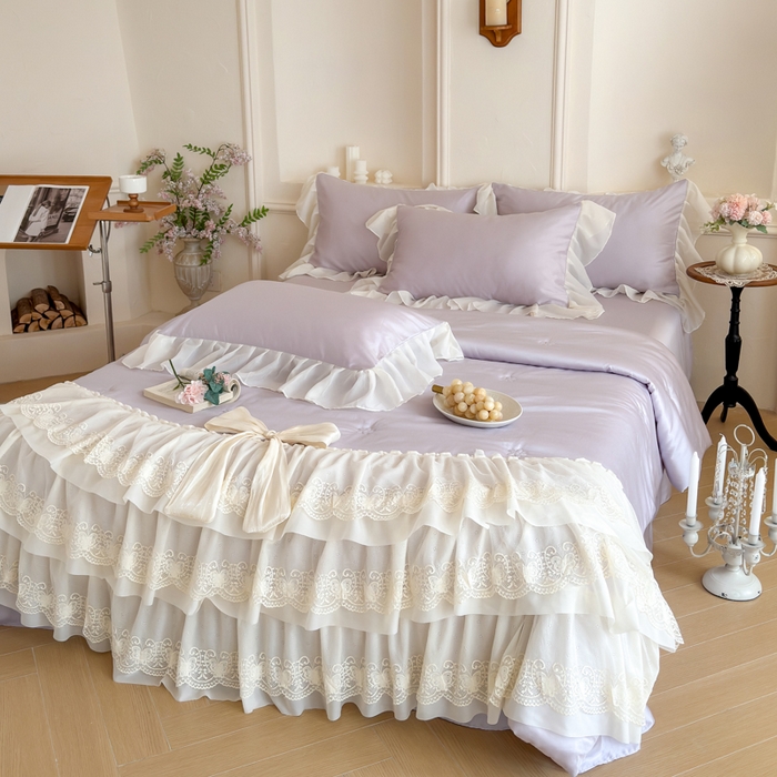 91家纺网 家纺一手货源 找家纺 爱家（原缔乐家纺） 2026新款轻奢法式天丝夏被四件套 洛可可之梦-梦幻紫