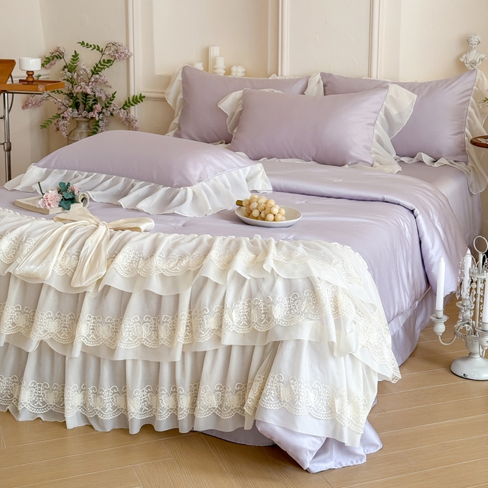 91家纺网 家纺一手货源 找家纺 爱家（原缔乐家纺） 2026新款轻奢法式天丝夏被四件套 洛可可之梦-梦幻紫