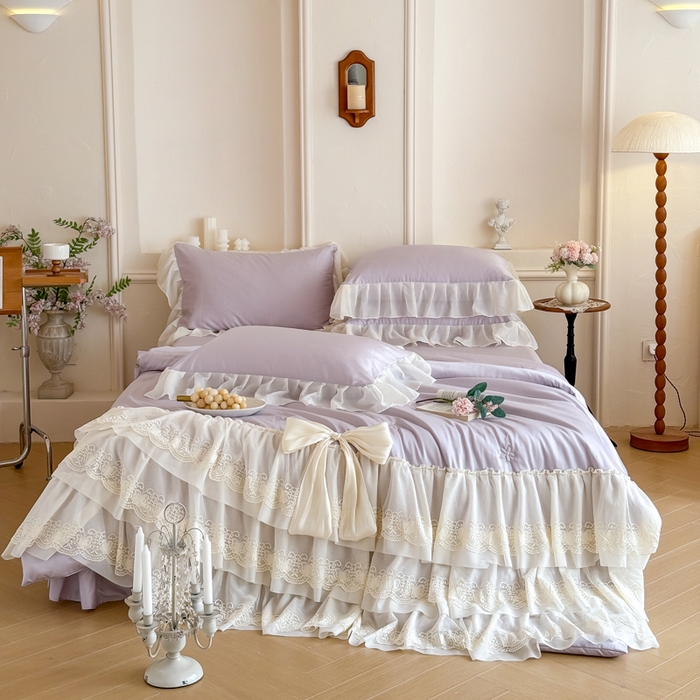 91家纺网 家纺一手货源 找家纺 爱家（原缔乐家纺） 2026新款轻奢法式天丝夏被四件套 洛可可之梦-梦幻紫