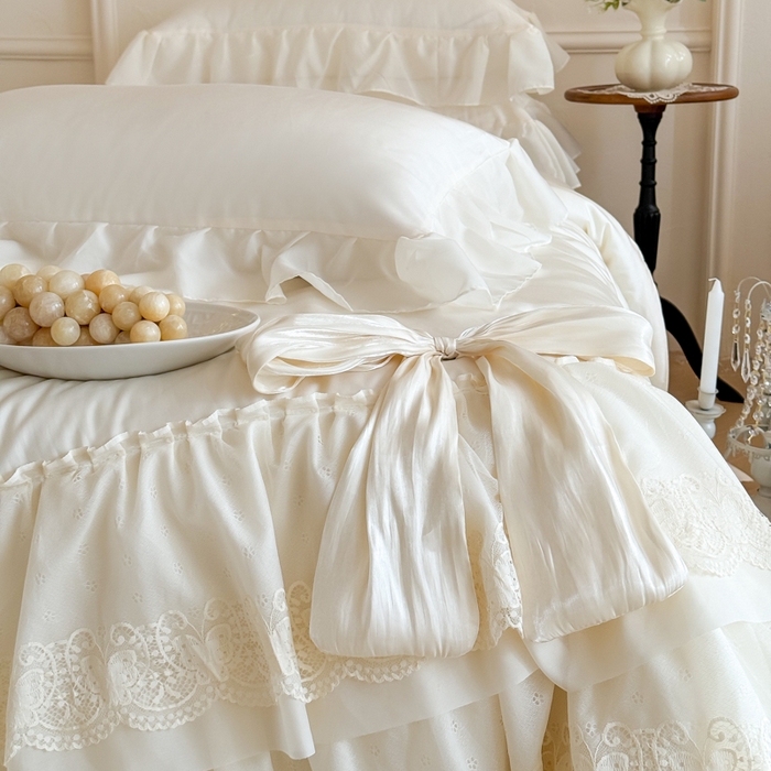 91家纺网 家纺一手货源 找家纺 爱家（原缔乐家纺） 2026新款轻奢法式天丝夏被四件套 洛可可之梦-奶昔白