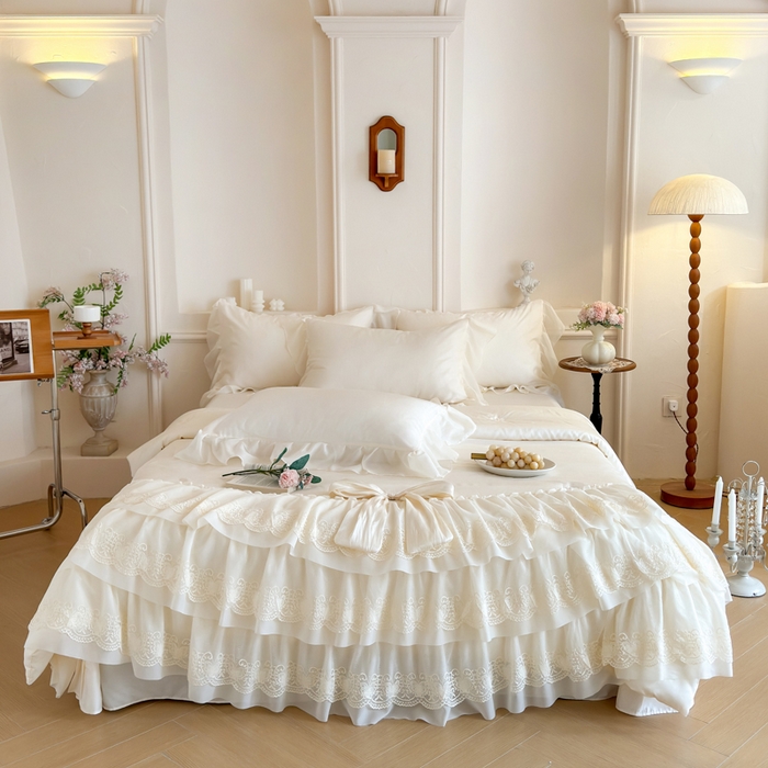 爱家（原缔乐家纺） 2026新款轻奢法式天丝夏被四件套 洛可可之梦-奶昔白