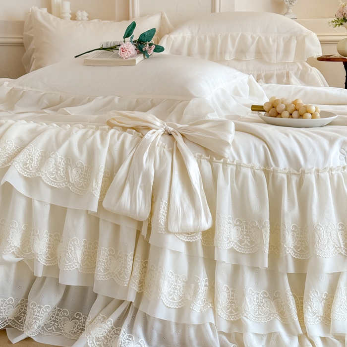 91家纺网 家纺一手货源 找家纺 爱家（原缔乐家纺） 2026新款轻奢法式天丝夏被四件套 洛可可之梦-奶昔白