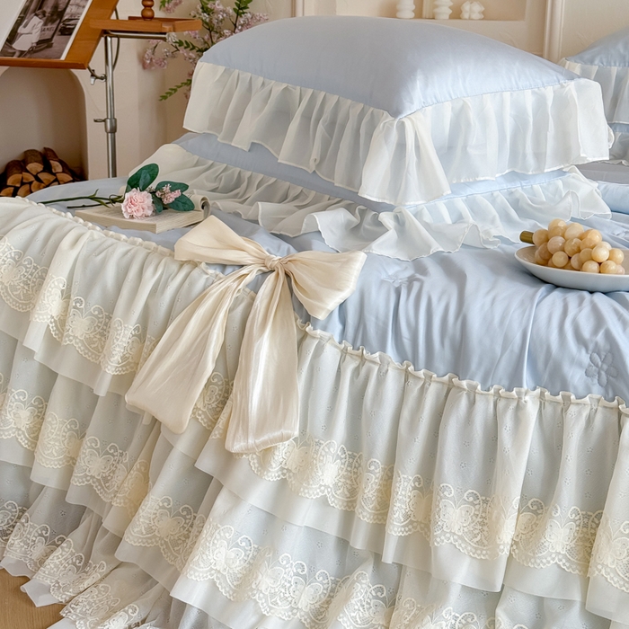 91家纺网 家纺一手货源 找家纺 爱家（原缔乐家纺） 2026新款轻奢法式天丝夏被四件套 洛可可之梦-天空兰