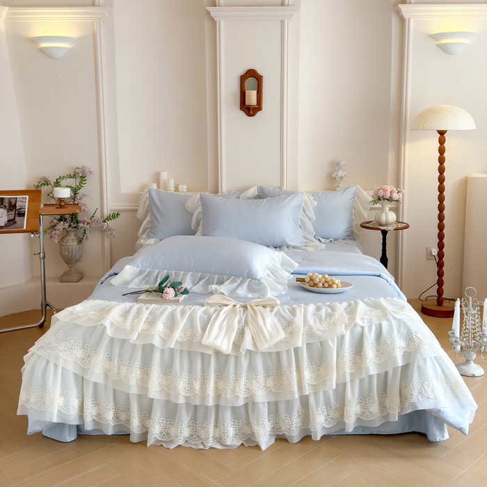 爱家（原缔乐家纺） 2026新款轻奢法式天丝夏被四件套 洛可可之梦-天空兰