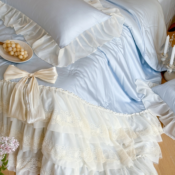 91家纺网 家纺一手货源 找家纺 爱家（原缔乐家纺） 2026新款轻奢法式天丝夏被四件套 洛可可之梦-天空兰
