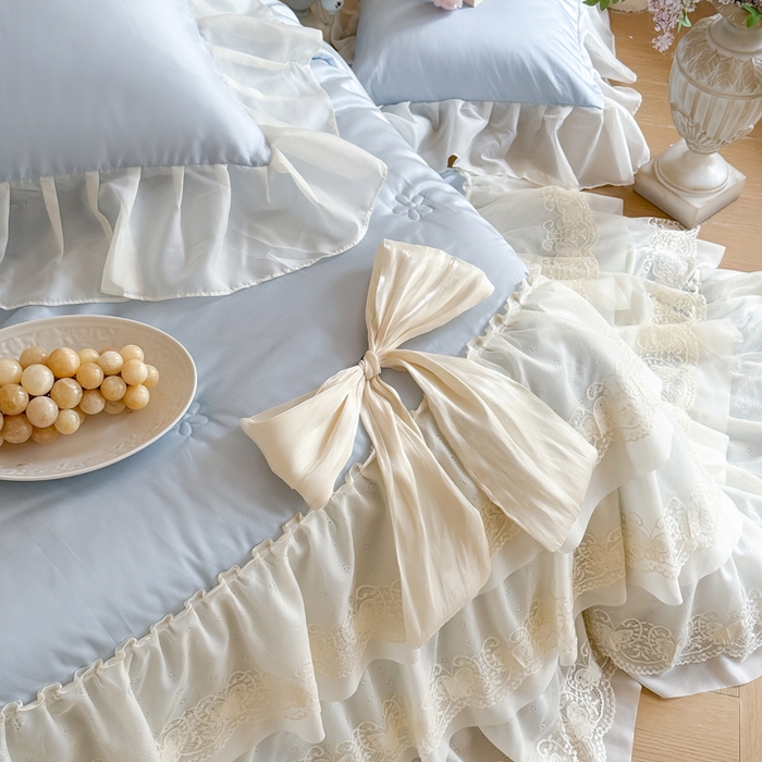 91家纺网 家纺一手货源 找家纺 爱家（原缔乐家纺） 2026新款轻奢法式天丝夏被四件套 洛可可之梦-天空兰