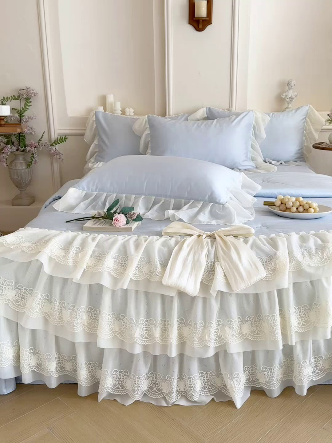 91家纺网 家纺一手货源 找家纺 爱家（原缔乐家纺） 2026新款轻奢法式天丝夏被四件套 洛可可之梦-天空兰