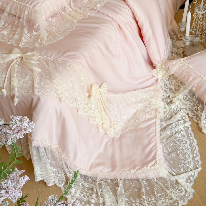 91家纺网 家纺一手货源 找家纺 爱家（原缔乐家纺） 2026新款轻奢法式天丝夏被四件套 星光奶芙-公主粉