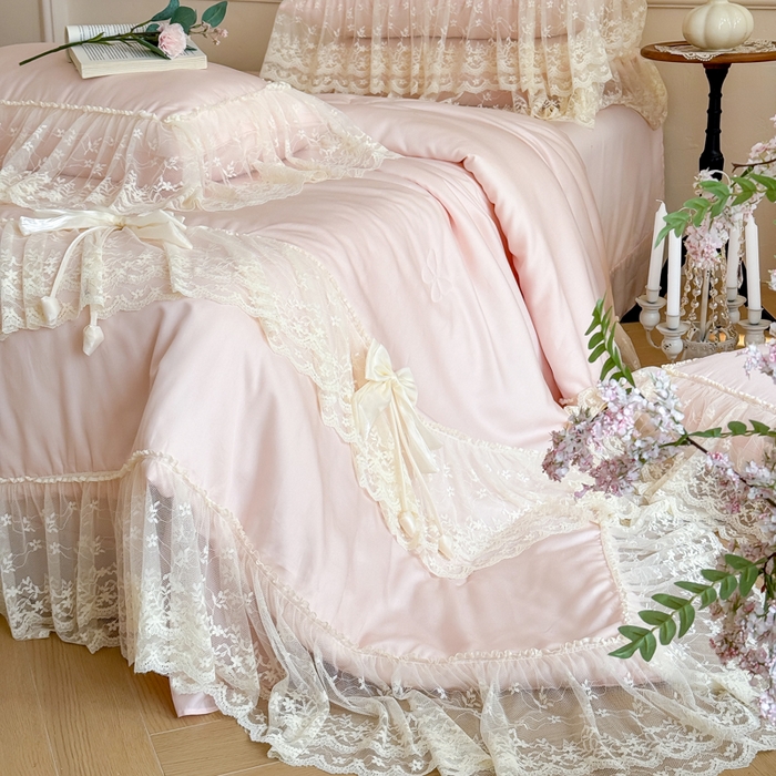 91家纺网 家纺一手货源 找家纺 爱家（原缔乐家纺） 2026新款轻奢法式天丝夏被四件套 星光奶芙-公主粉