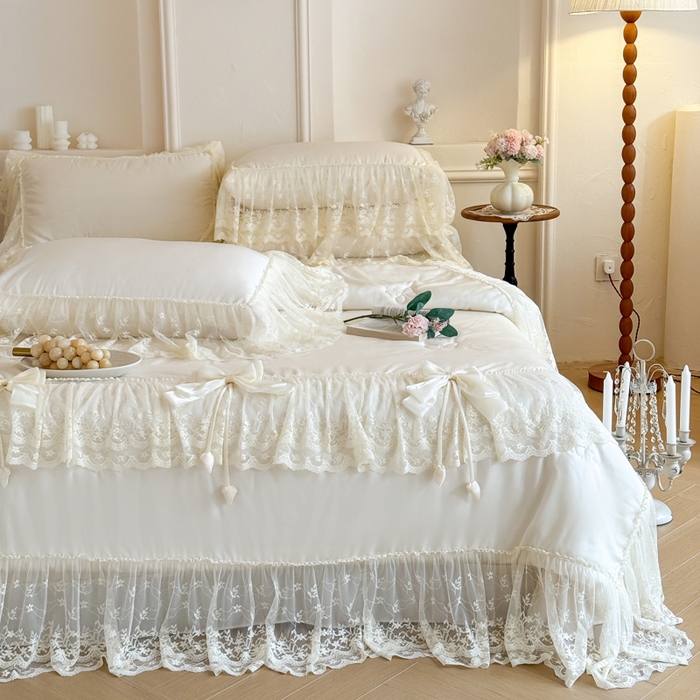 91家纺网 家纺一手货源 找家纺 爱家（原缔乐家纺） 2026新款轻奢法式天丝夏被四件套 星光奶芙-奶昔白