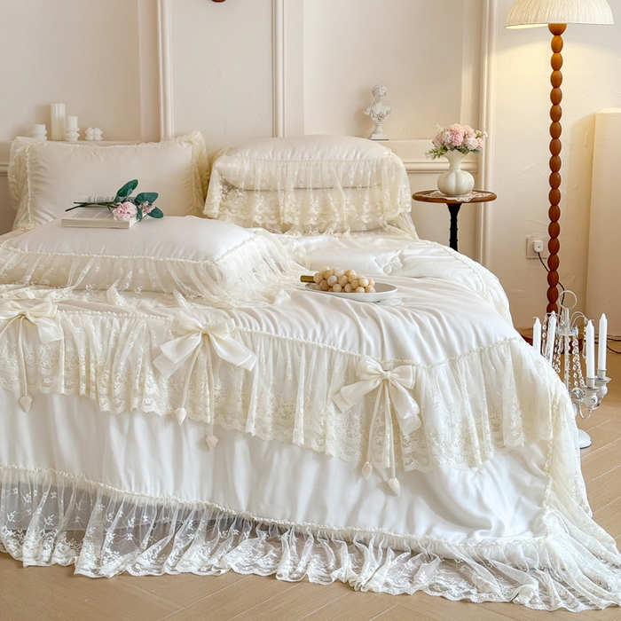 91家纺网 家纺一手货源 找家纺 爱家（原缔乐家纺） 2026新款轻奢法式天丝夏被四件套 星光奶芙-奶昔白