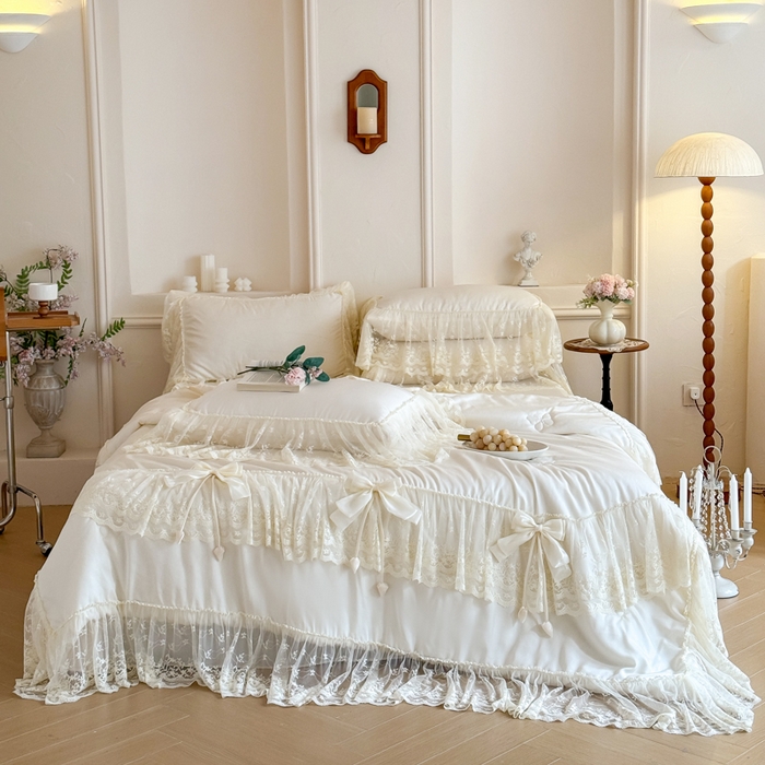 91家纺网 家纺一手货源 找家纺 爱家（原缔乐家纺） 2026新款轻奢法式天丝夏被四件套 星光奶芙-奶昔白